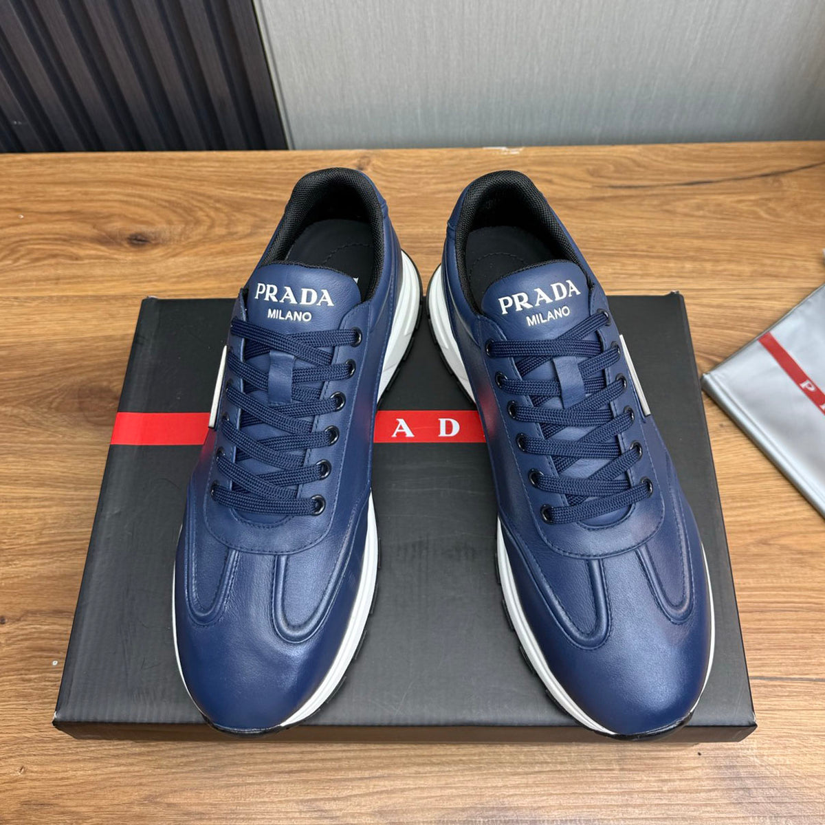 Calfskin Triangle Badge Lace-Up Sneaker S283439