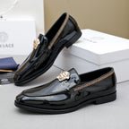 Men's Patent Medusa Metal Head Slip-On Loafers NE190144