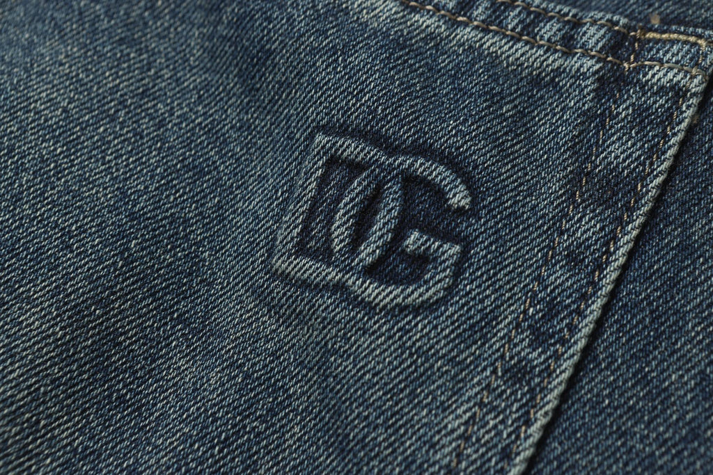 Dark Vintage Blue Wash Embossed Monogram Slim Jeans C261036