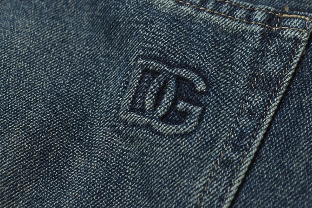 Dark Vintage Blue Wash Embossed Monogram Slim Jeans C261036