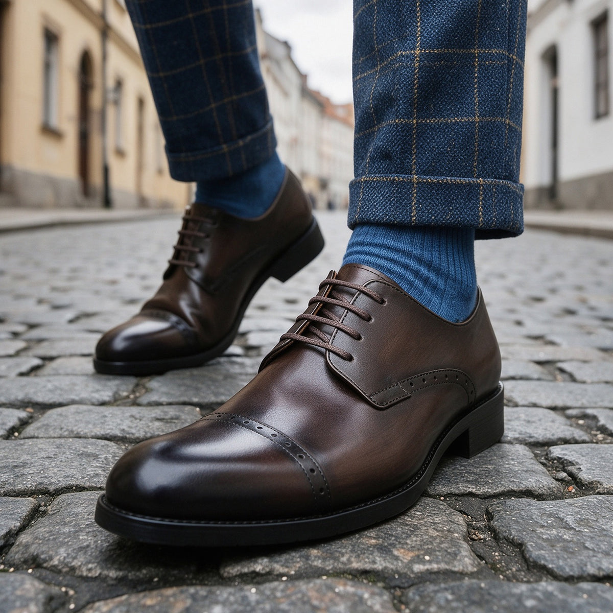 Cap Toe Derby Shoes Lace-Up Dress Shoes Y101142
