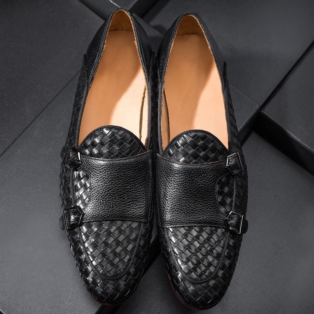 Woven Double Monk Loafers P050523