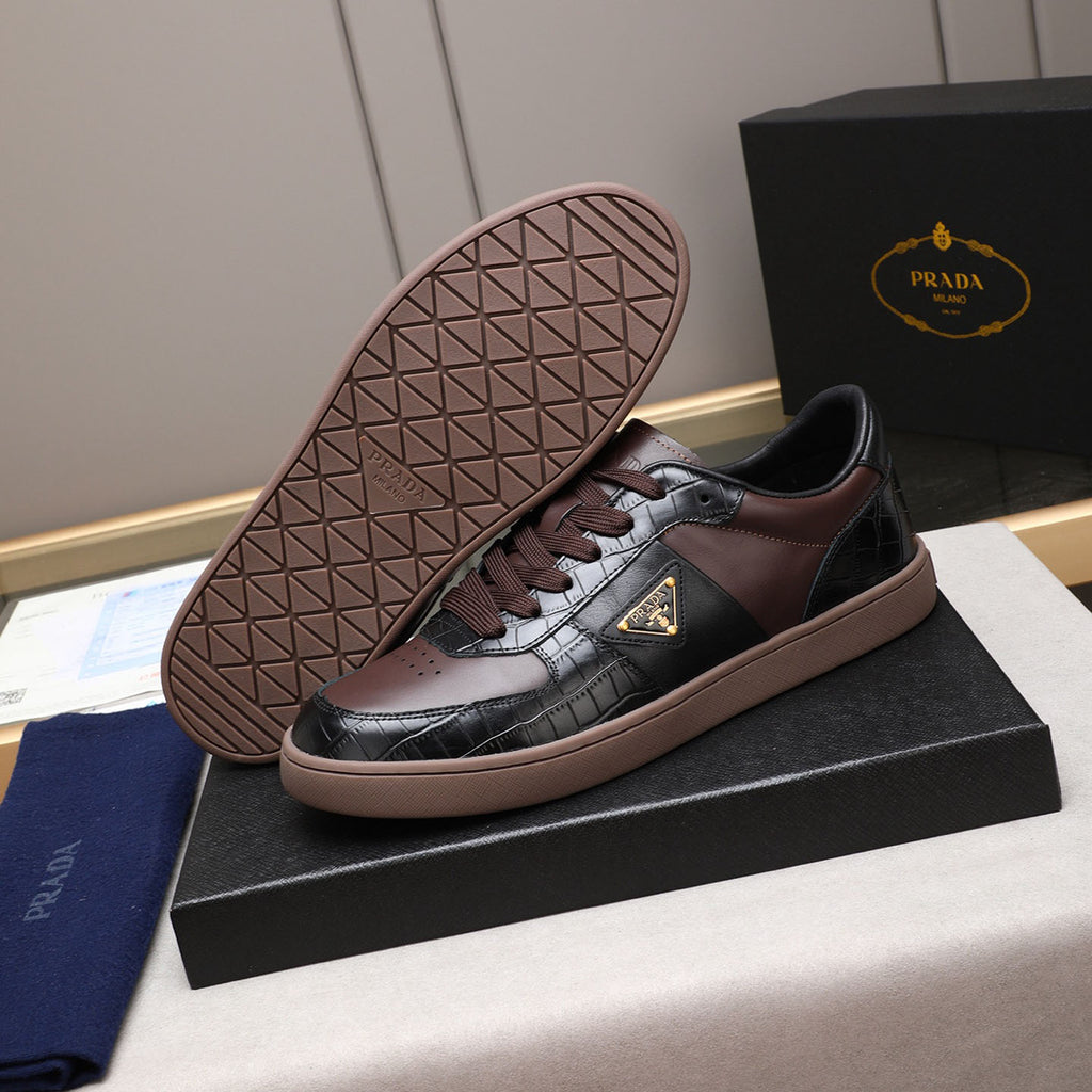Croc Embossed Patchwork Triangle Logo Low Top Sneakers S283409