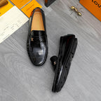 Glossy Grid Embossed Slip-On Loafer S283432