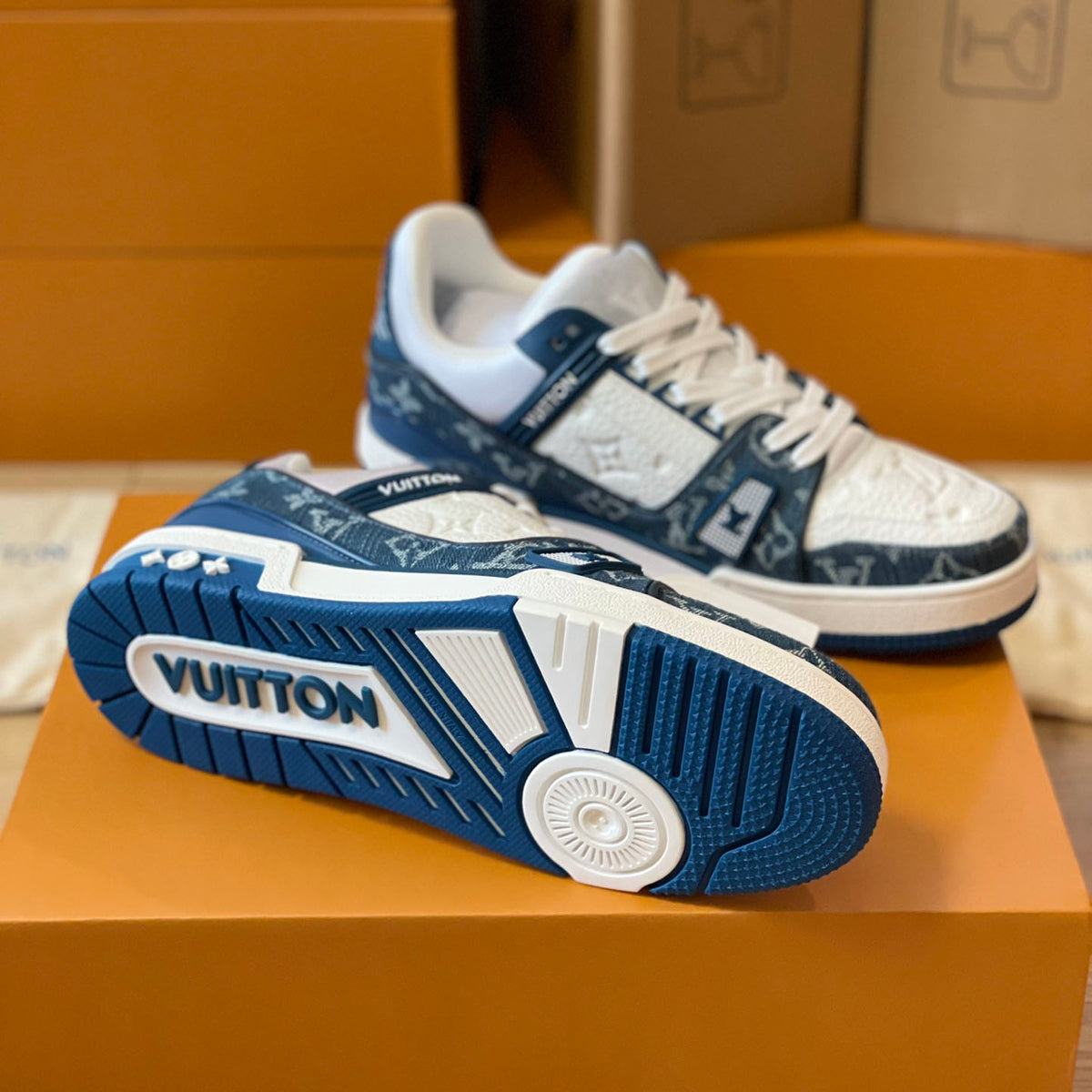 Pattern Panel Lace-Up Low Top Trainer Sneakers S283418