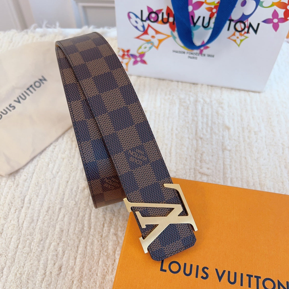 Checkered & Vintage Print Metal Buckle Belt E020802