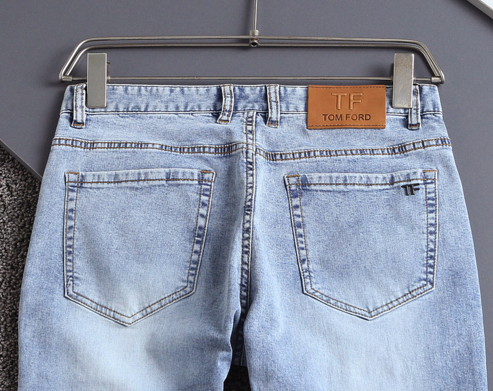 Light Blue Faded Minimal Stitch Logo Slim Denim Jeans M260743