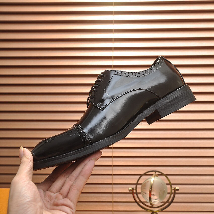 Men's Patina Brogue Cap-Toe Lace-Up Oxford Dress Shoes NE190111