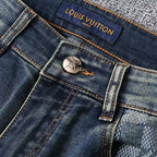Vintage Blue Check Monogram Mens Jeans E260933