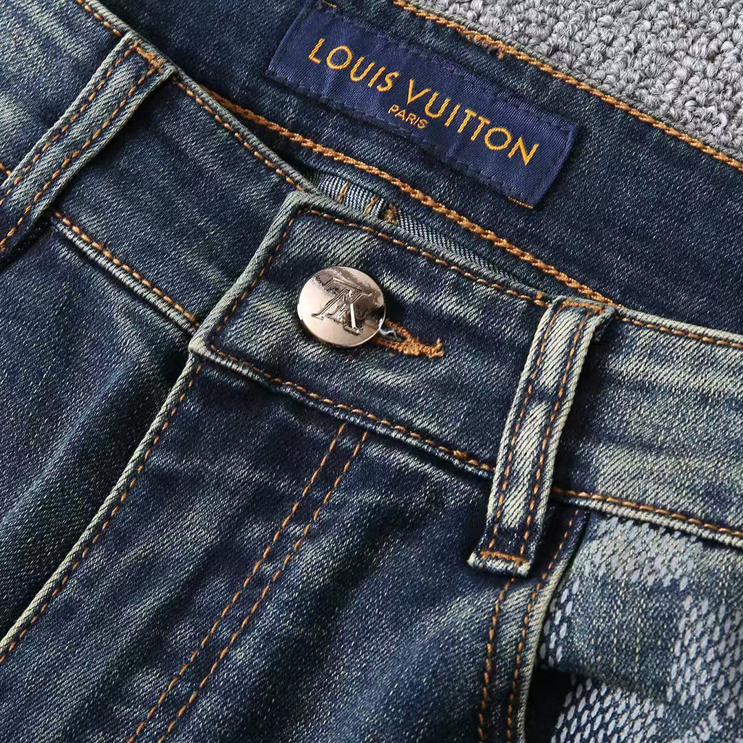 Vintage Blue Check Monogram Mens Jeans E260933