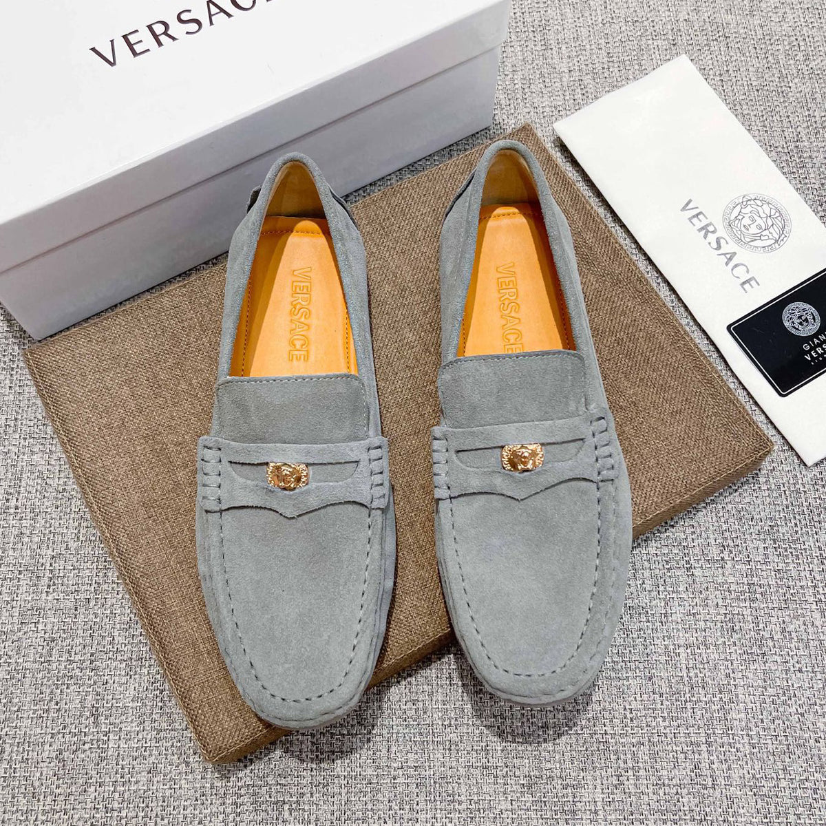 Men's Medusa Metal Ornament Buckle Slip-On Loafer Driving Shoes NE190116