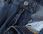 Multi-Color Embroidered Motif Pocket Slim Fit Denim V260827