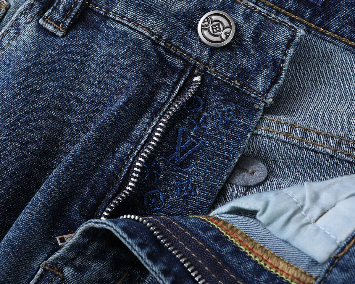 Multi-Color Embroidered Motif Pocket Slim Fit Denim V260827