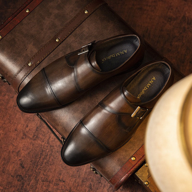 Cap Toe Single Monk Strap Dress Shoes Y101156