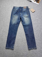 Vintage Fade Blue Embossed Text Jeans M260721