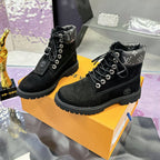 Embossed Chunky Lug Sole Work Ankle Boots S265507