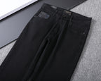 Solid Black Wash Metal Logo Plate Jeans V260814
