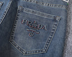 Letter Crest Embroidery Pocket Slim Fit Denim V260838