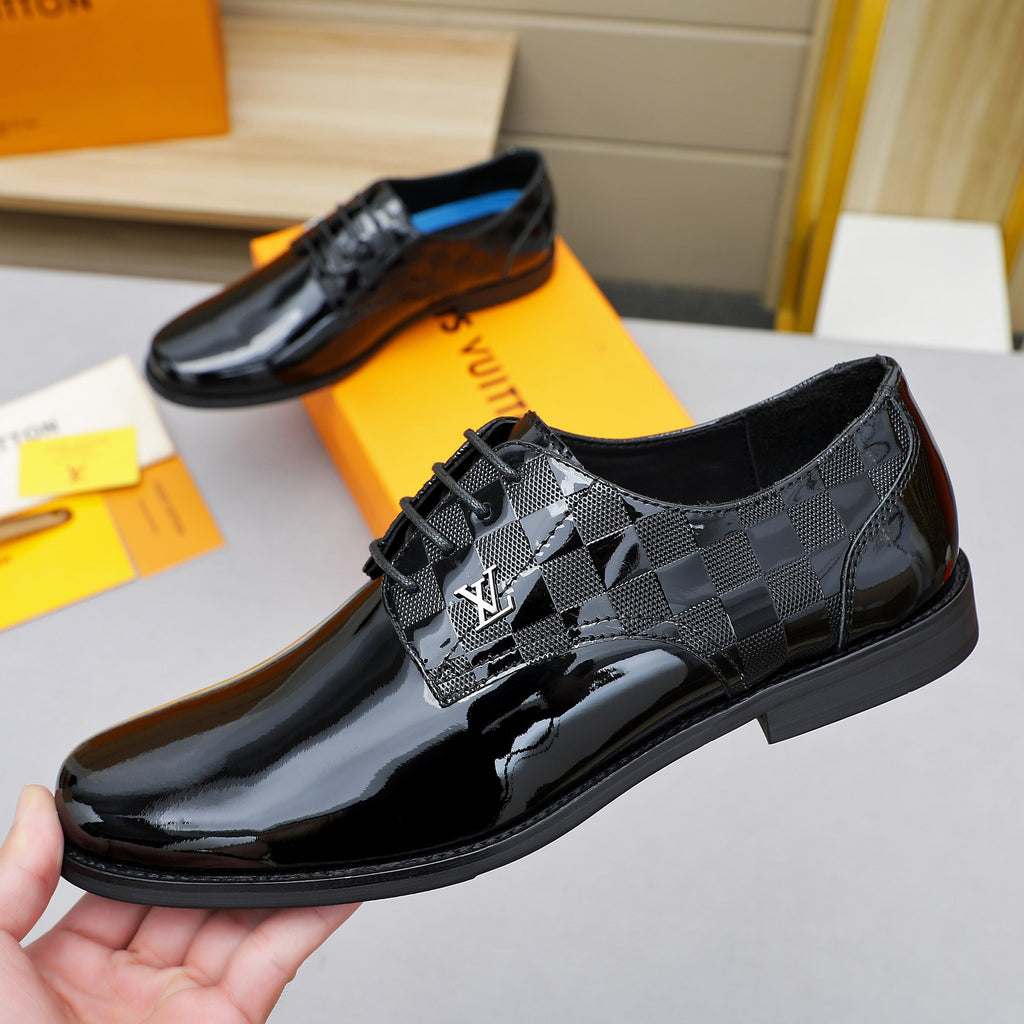 Glossy Check Jacquard Oxford Shoes NE190133
