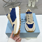 Suede Fabric Patchwork Triangle Logo Chunky Sole Sneakers S283410