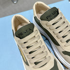 Suede Fabric Patchwork Triangle Logo Chunky Sole Sneakers S283410