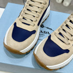 Suede Fabric Patchwork Triangle Logo Chunky Sole Sneakers S283410