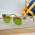 Bold Square Frame Sunglasses Rivet Metal Hinge Decor Eyewear K030101