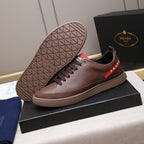 Red Side Label Leather Low Top Sneakers S283408