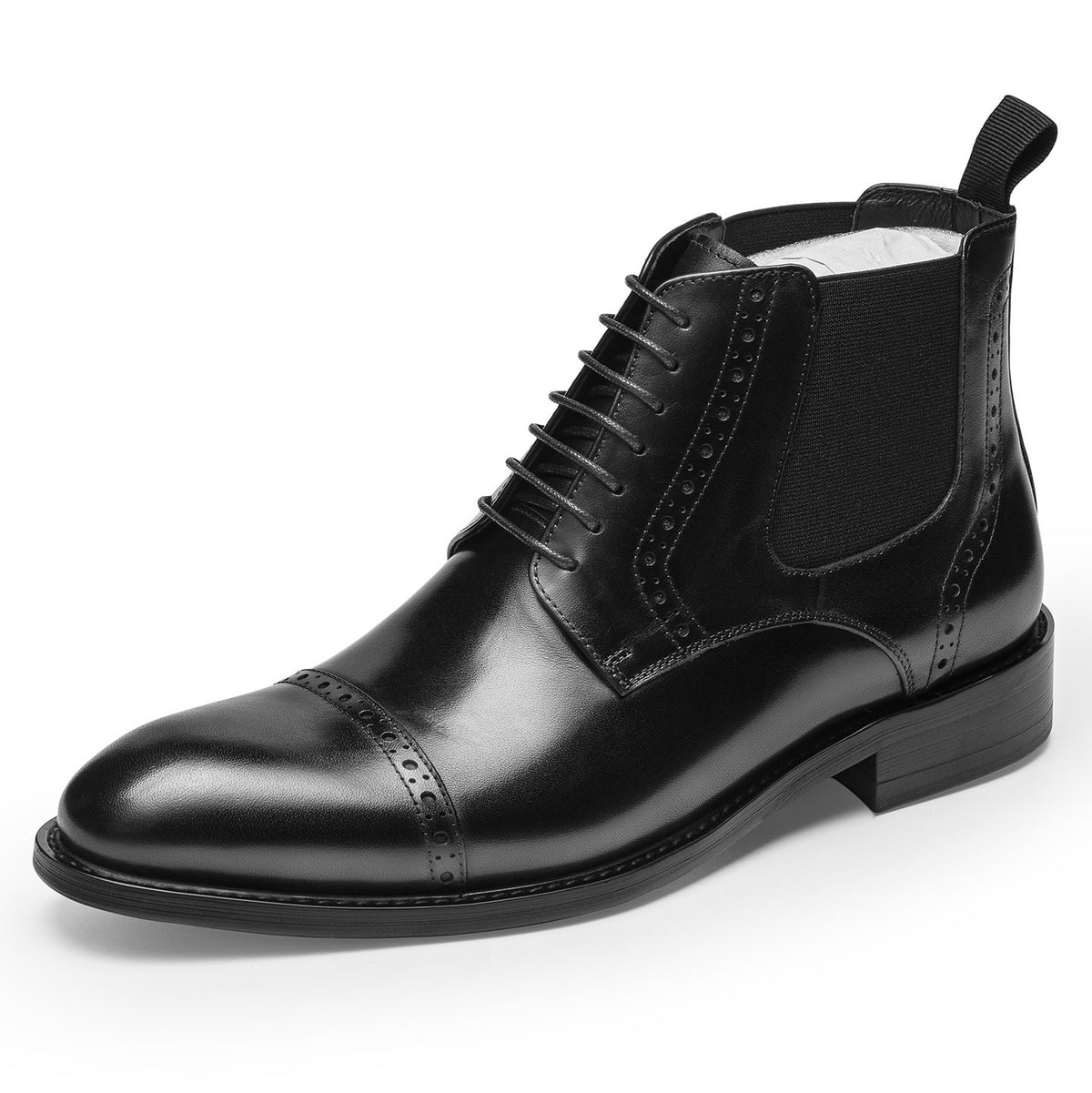 Cap Toe Brogue Lace-Up Chelsea Boots Y101106