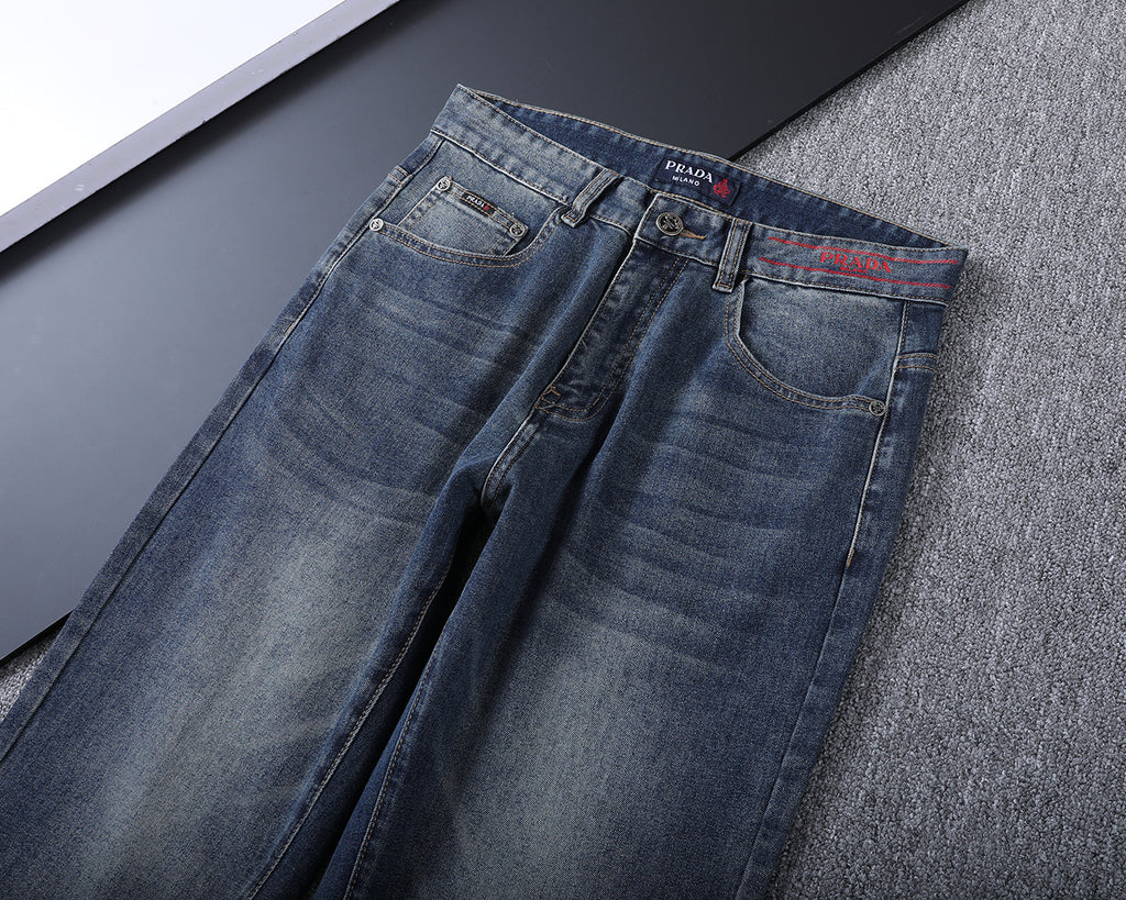 Vintage Emblem Embroidery Red Label Slim Denim V260839
