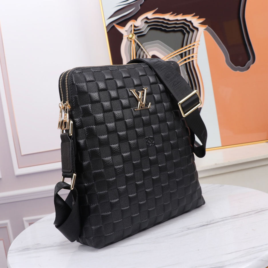 Grid Embossed Vertical Crossbody Shoulder Bag B101012