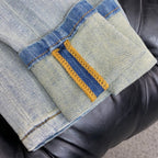 Light Vintage Faded Wash Mens Embroidered Denim Trousers R260504