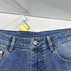 Back Pocket Letter Embroidered Vintage Blue Straight Denim Jeans P141005