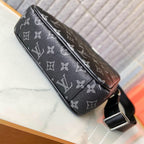 Printed Fabric Leather Trim Square Crossbody Messenger Bag B101007