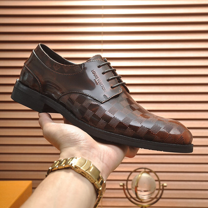 Embossed Grid Lace-up Formal Shoes S265503