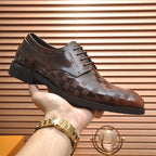 Embossed Grid Lace-up Formal Shoes S265503