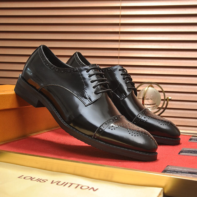 Men's Patina Brogue Cap-Toe Lace-Up Oxford Dress Shoes NE190111