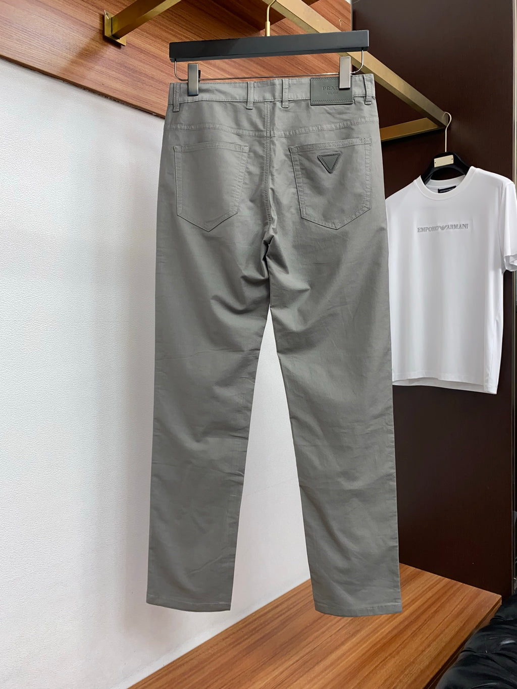 Triangle Leather Patch Back Pocket Trousers L260629