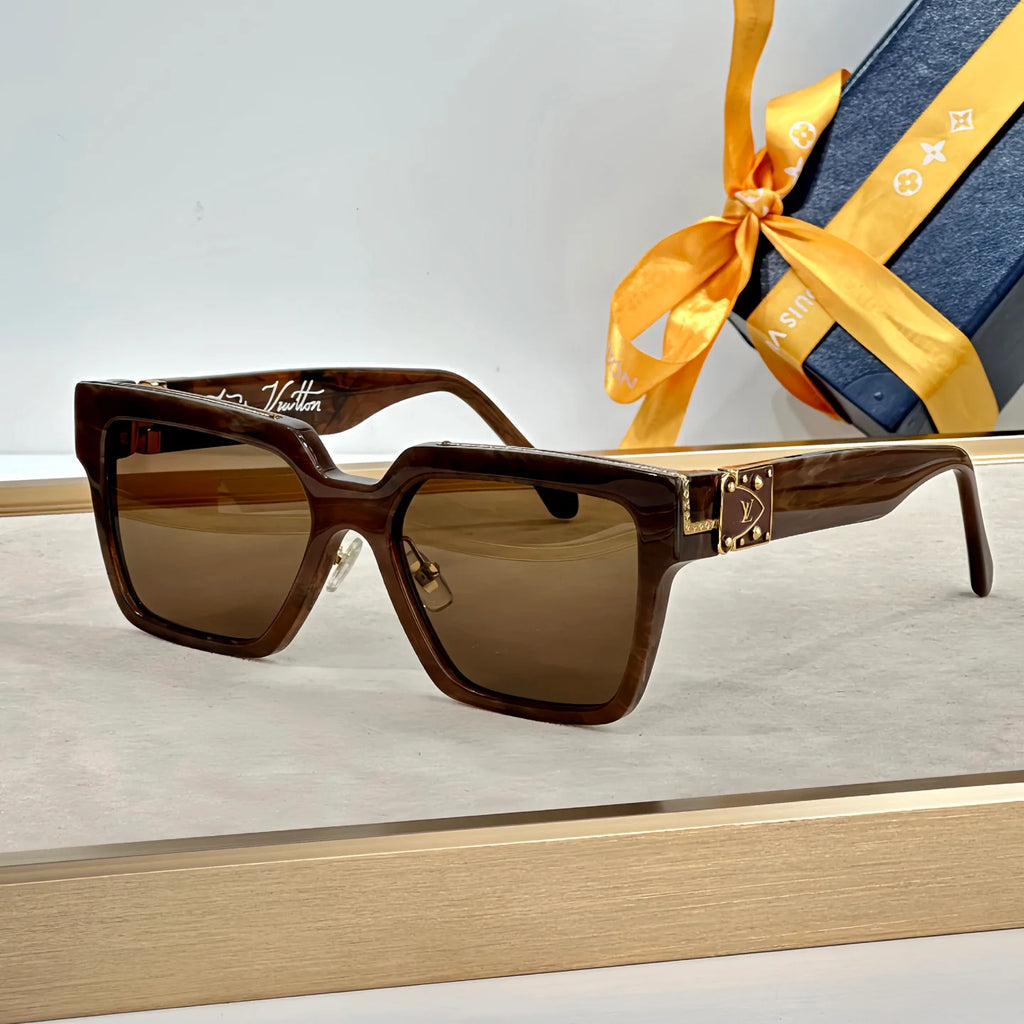 Bold Square Frame Sunglasses Rivet Metal Hinge Decor Eyewear K030101