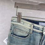 Light Faded Vintage Wash Denim Pants With Printed Waistband Detail L260621