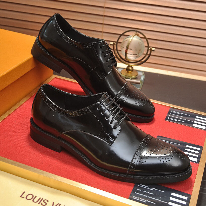 Men's Patina Brogue Cap-Toe Lace-Up Oxford Dress Shoes NE190111