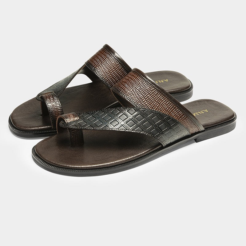 Textured Thong Slide Sandals Open Toe Slip-On Flip Sandals Y101137