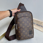 Printed Fabric Metal Logo Vertical Chest Sling Bag B101009