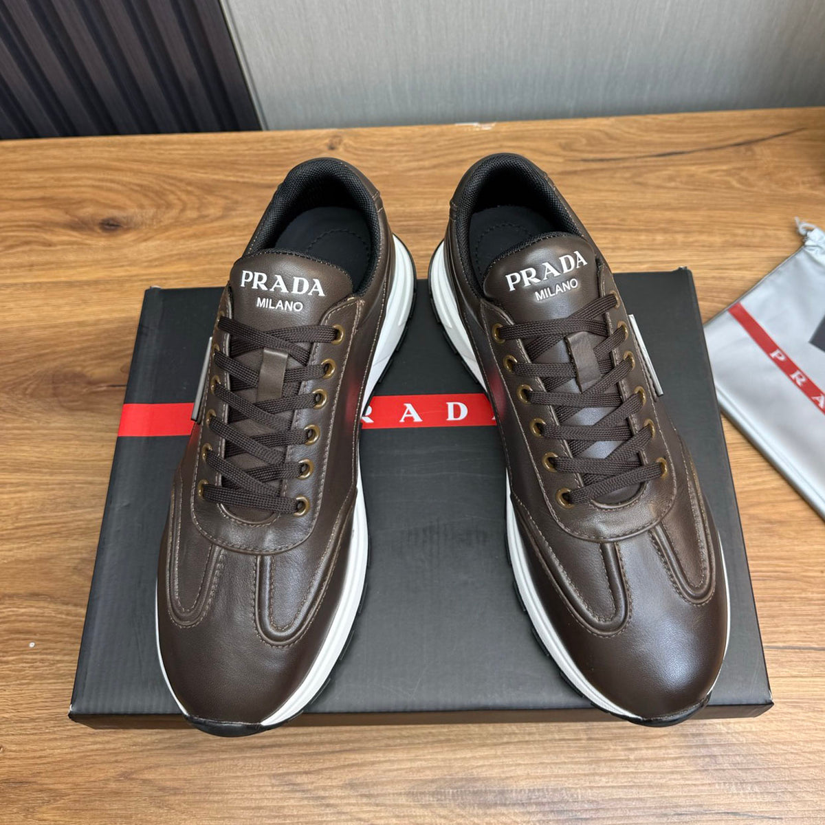 Calfskin Triangle Badge Lace-Up Sneaker S283439