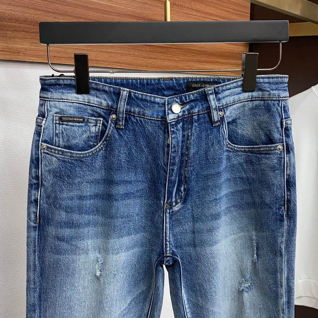 Crest Crown Embroidery Slim Denim E260936