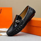 Men's Patent Gloss H Metal Buckle Slip-On Loafers NE190142