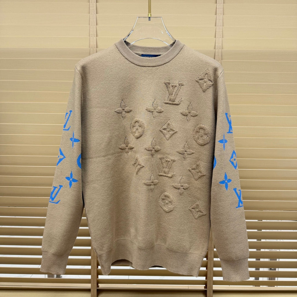 New Crew Neck Mixed Jacquard Knit Pullover Sweater GN380102