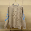New Crew Neck Mixed Jacquard Knit Pullover Sweater GN380102