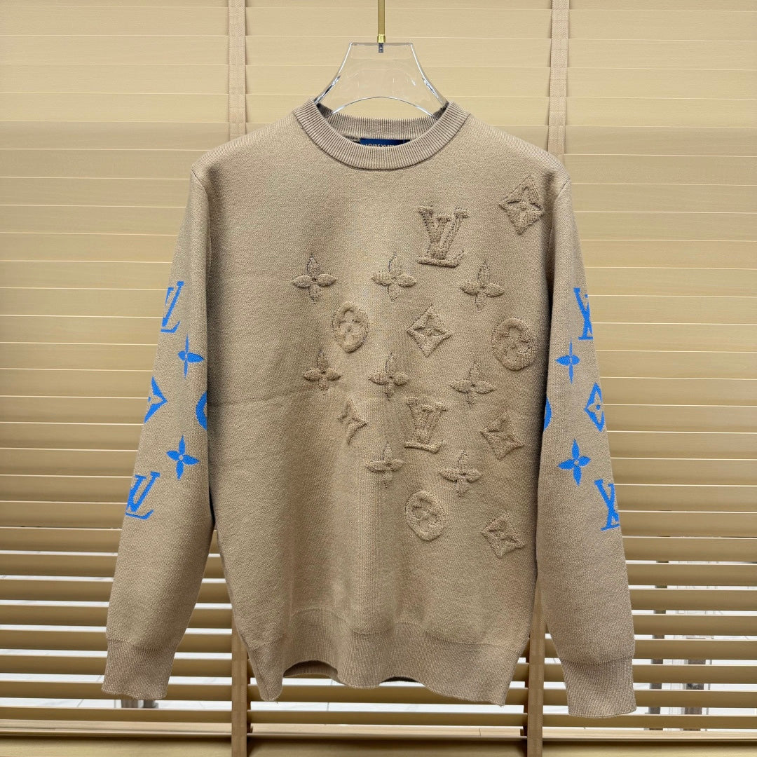 New Crew Neck Mixed Jacquard Knit Pullover Sweater GN380102