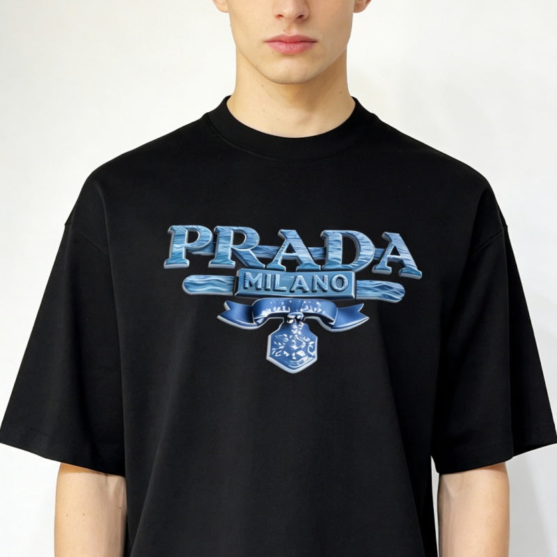 Men's 3D Letter Print Crew Neck Short Sleeve T-shirt NH9801